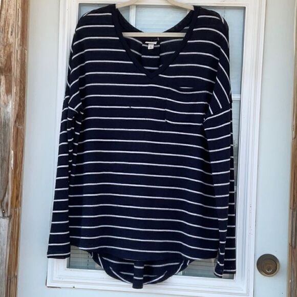 Take 50% OFF- Merona V-neck Striped Sweater, Size-XL - Picture 1 of 8